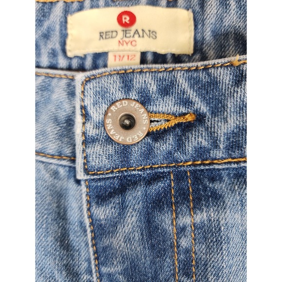 NWT Red Jeans NYC Graffiti Distressed High Waisted Denim Straight Leg Size 12 - Picture 7 of 15